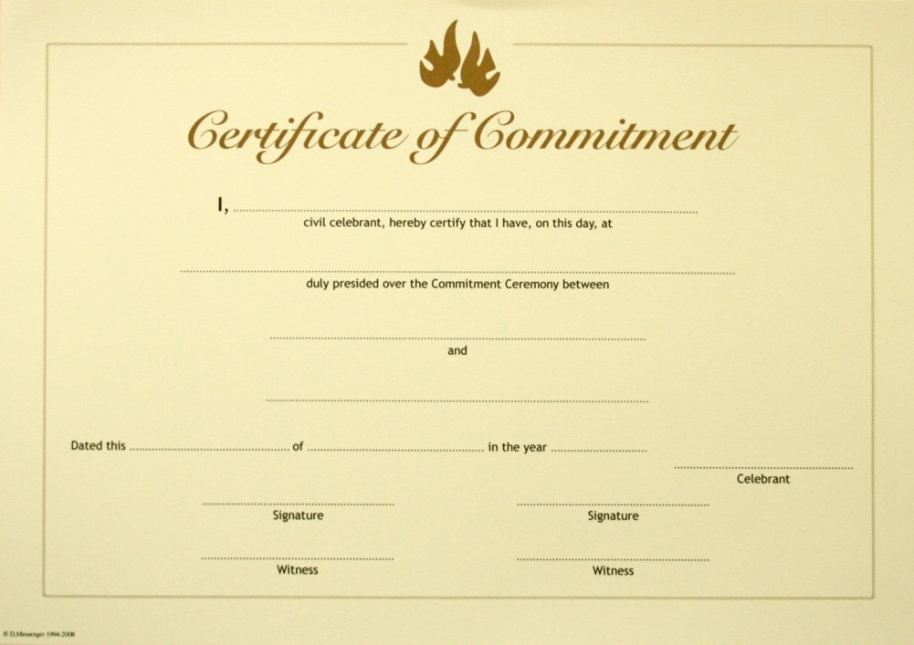 Free Printable Commitment Certificate Template Printable Templates Free